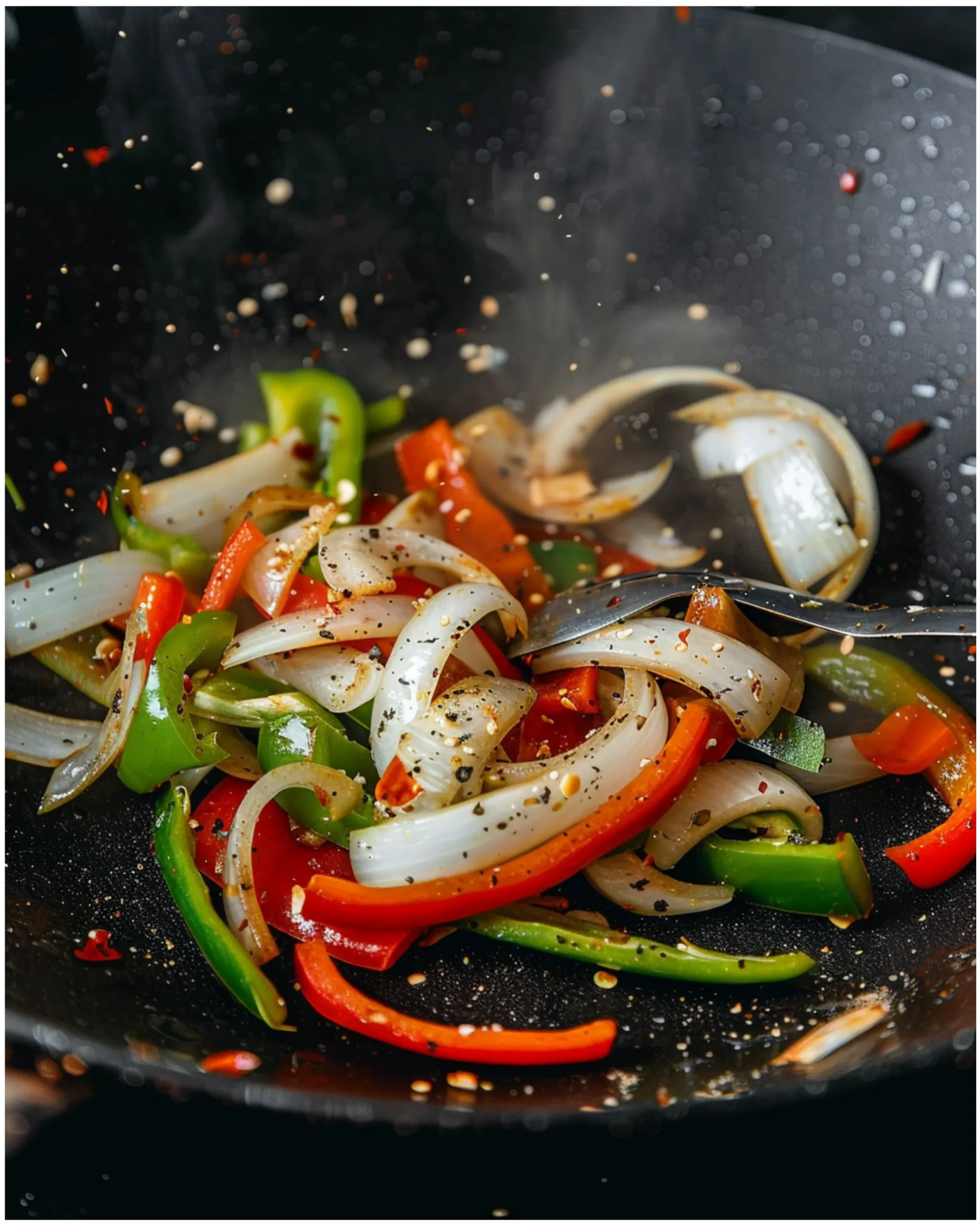 Wok with sizzling black pepper chicken