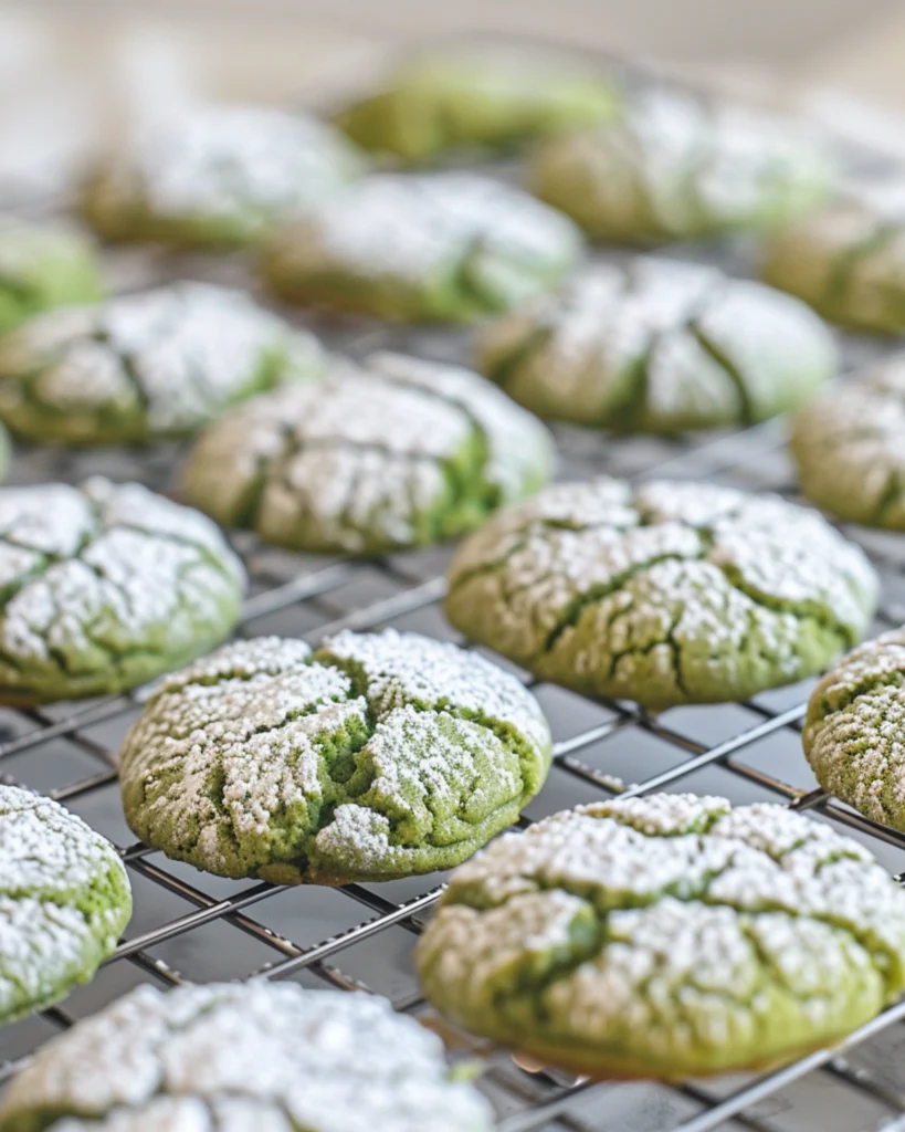 Best Matcha Crinkle Cookies: 1 Soft, Chewy Recipe You’ll Love 6 A fresh batch of matcha crinkle cookies with powdered sugar