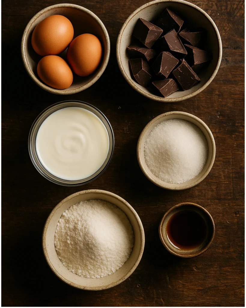 Chocolate Mousse Recipe: Irresistible 3-Step Method for the Perfect Texture 2 Ingredients for chocolate mousse on a rustic wooden table