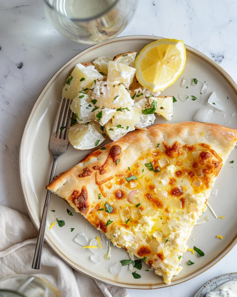 Cottage Cheese Crust Pizza – The Ultimate 5-Star, Protein-Packed Favorite 3 Cottage cheese crust pizza with creamy potato salad side