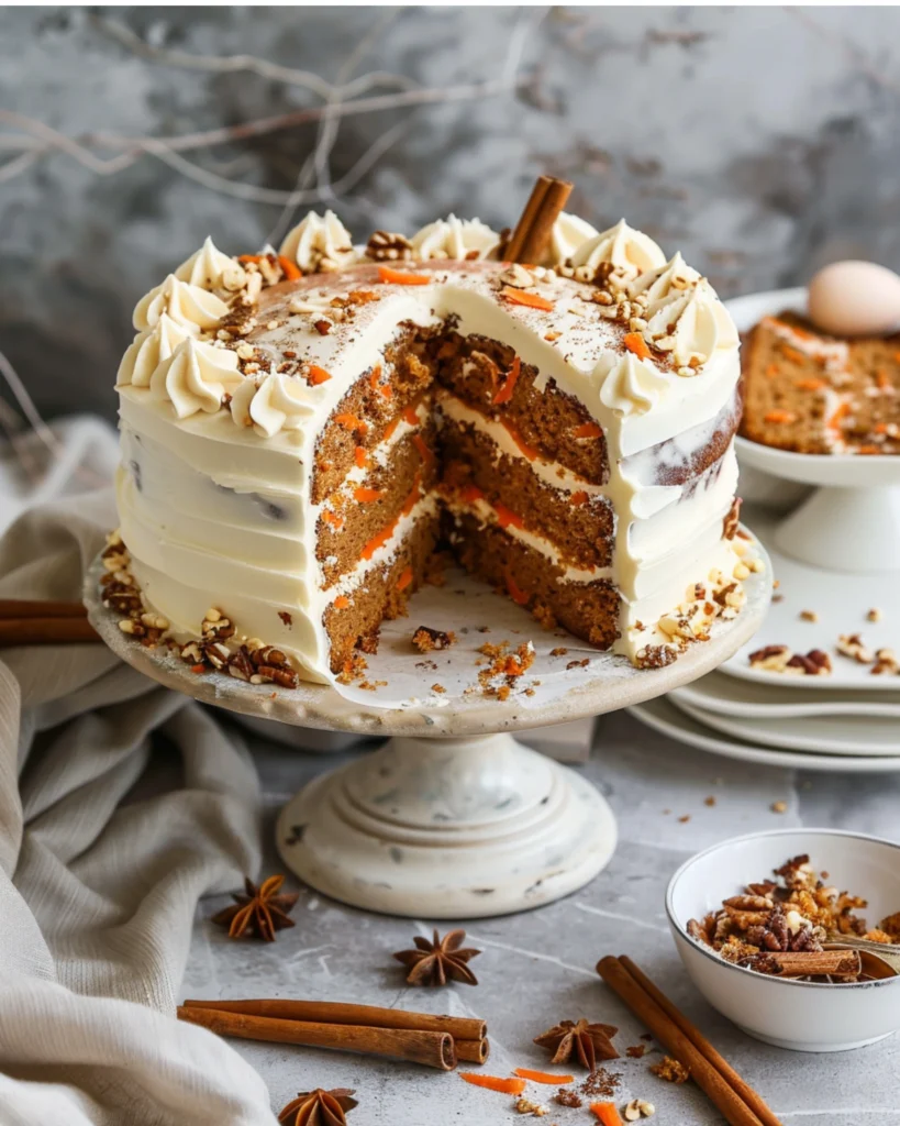 Printable carrot cake recipe card layout