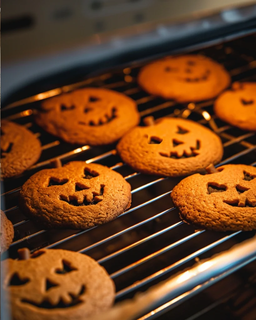 Vegan pumpkin cookies baking in the oven