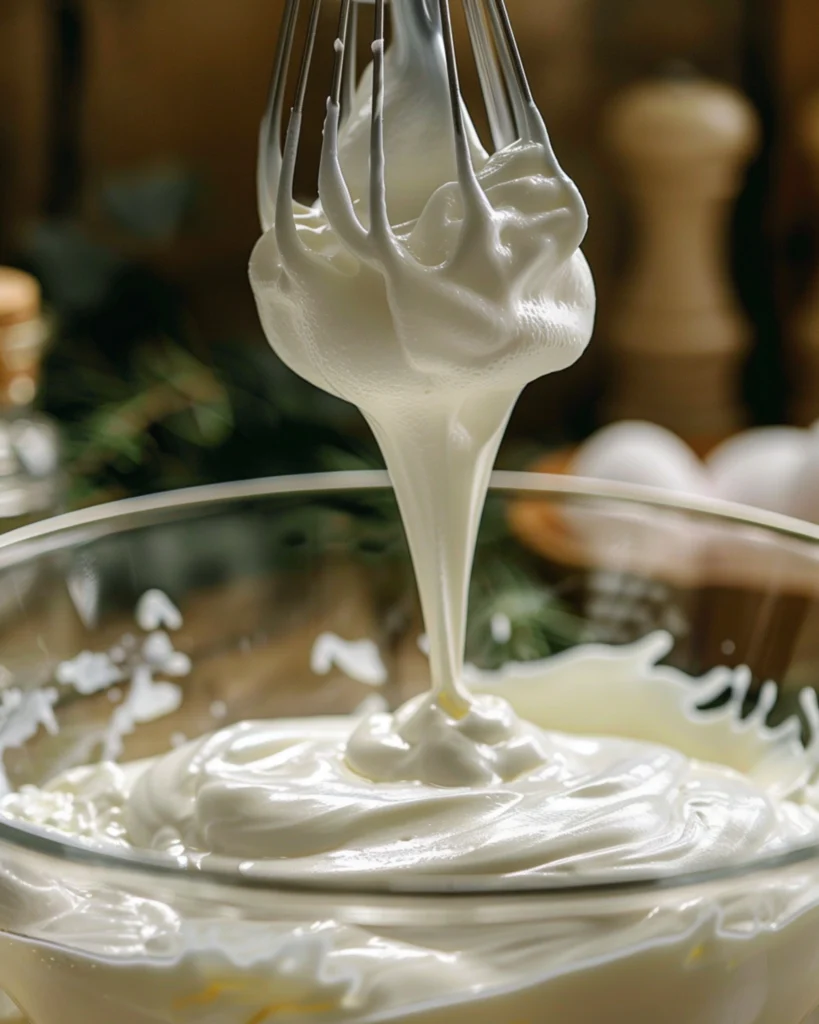 Whipping egg whites for blueberry cloud bread