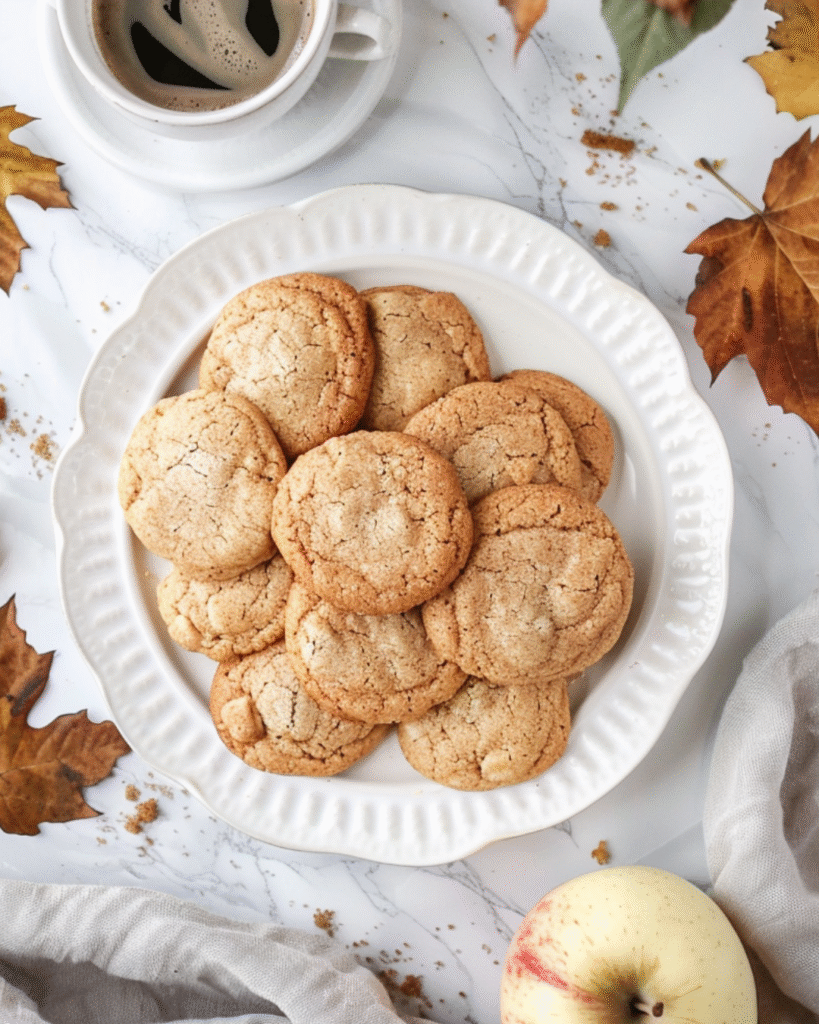 Apple Snickerdoodles – 5 Irresistible Steps to Soft & Chewy Fall Cookies 4 Apple Snickerdoodles served on a plate with coffee