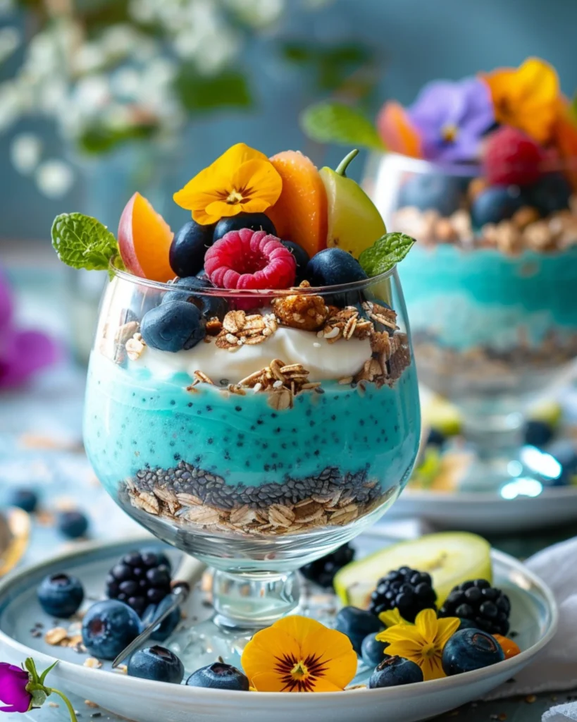 Blue Chia Pudding – 5 Ways to Make It Healthier & Gorgeous 4 layered blue chia parfait