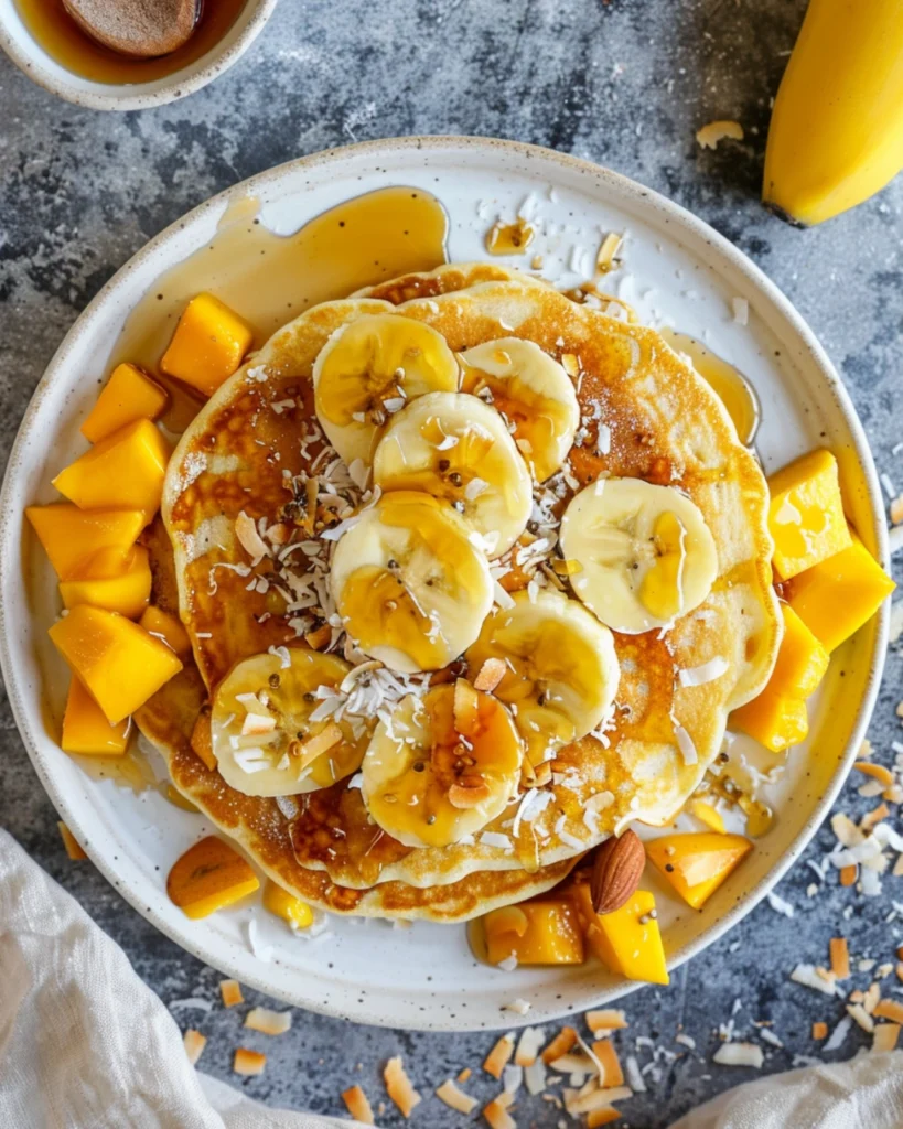 Sweet Coconut Cream Pancakes – 10 Ultimate Breakfast Treats 5 sweet coconut pancakes with tropical toppings