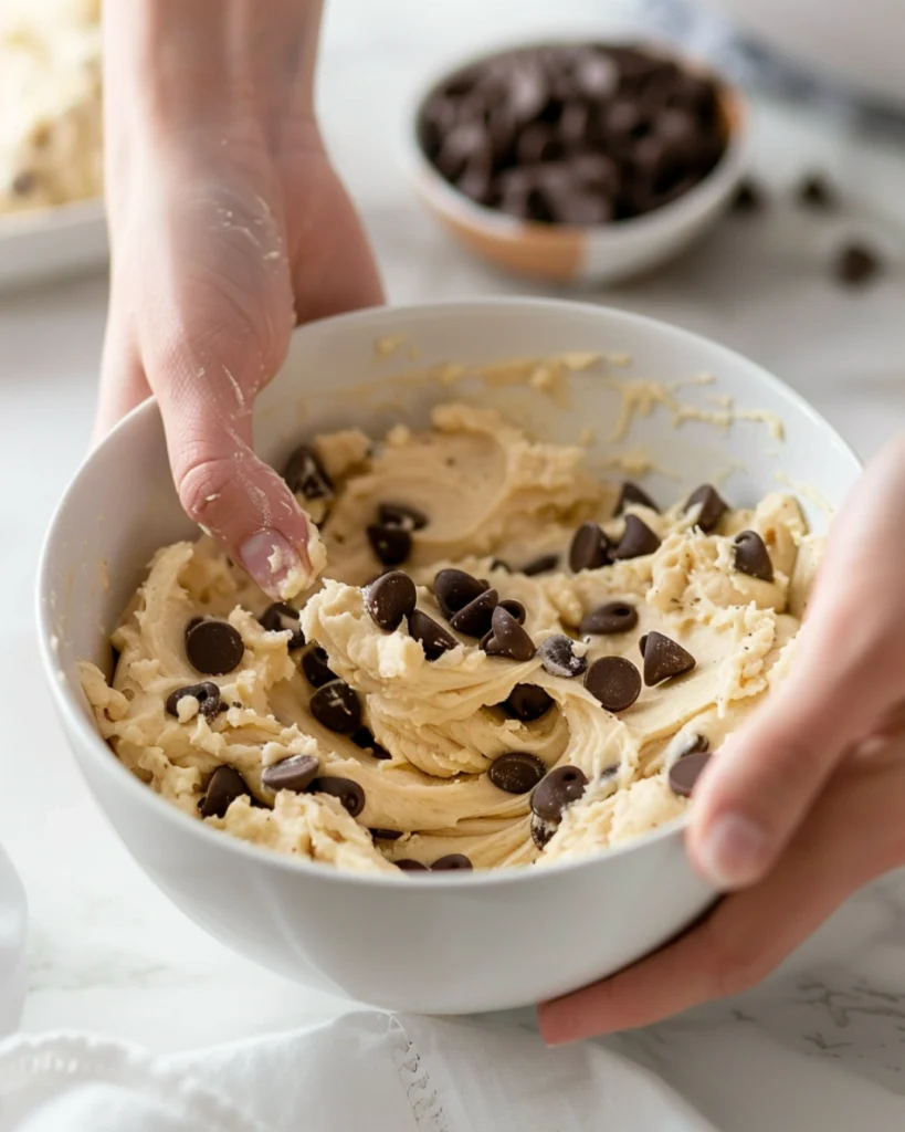 Cottage Cheese Chocolate Cookies: 5 Irresistible Steps to Soft, Gooey Perfection 3 Mixing cottage cheese chocolate chip cookie dough in a bowl