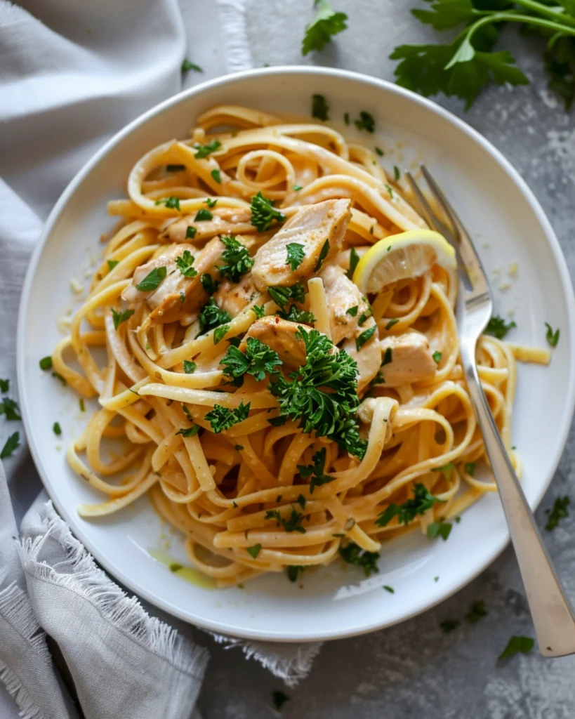 Cowboy Butter Chicken Linguine – Bold Flavor in 30 Minutes 5 Cowboy butter chicken linguine plated with garnish