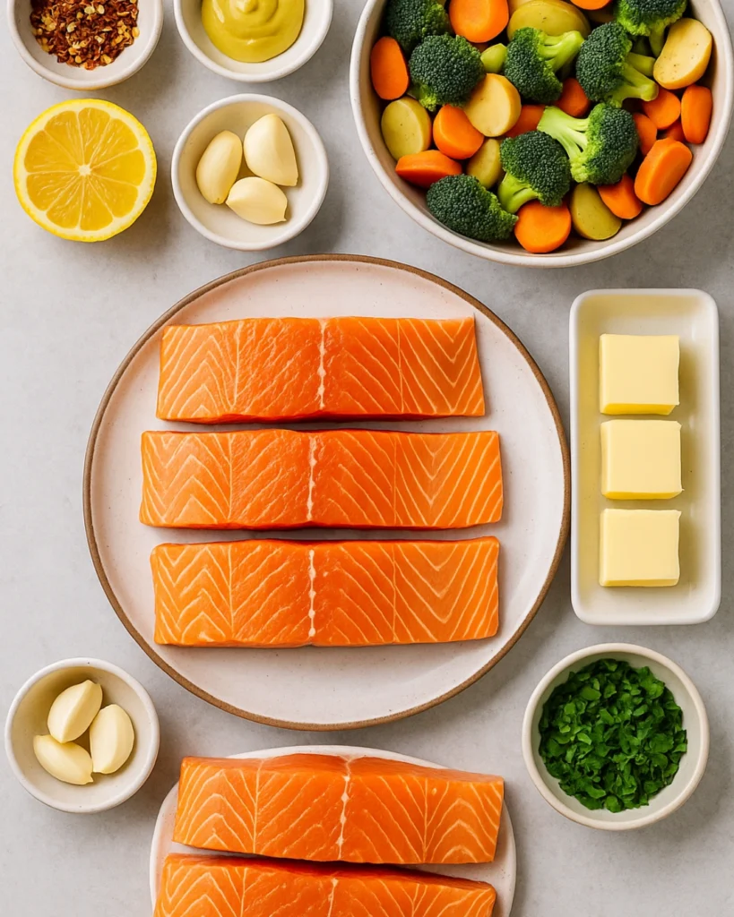 Cowboy Butter Salmon – Bold Flavor in 30 Minutes 2 Cowboy butter salmon ingredients on modern counter