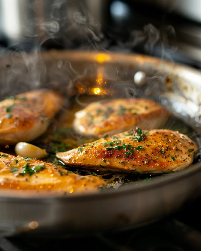 Cowboy Butter Chicken Linguine – Bold Flavor in 30 Minutes 3 Chicken searing for cowboy butter chicken linguine