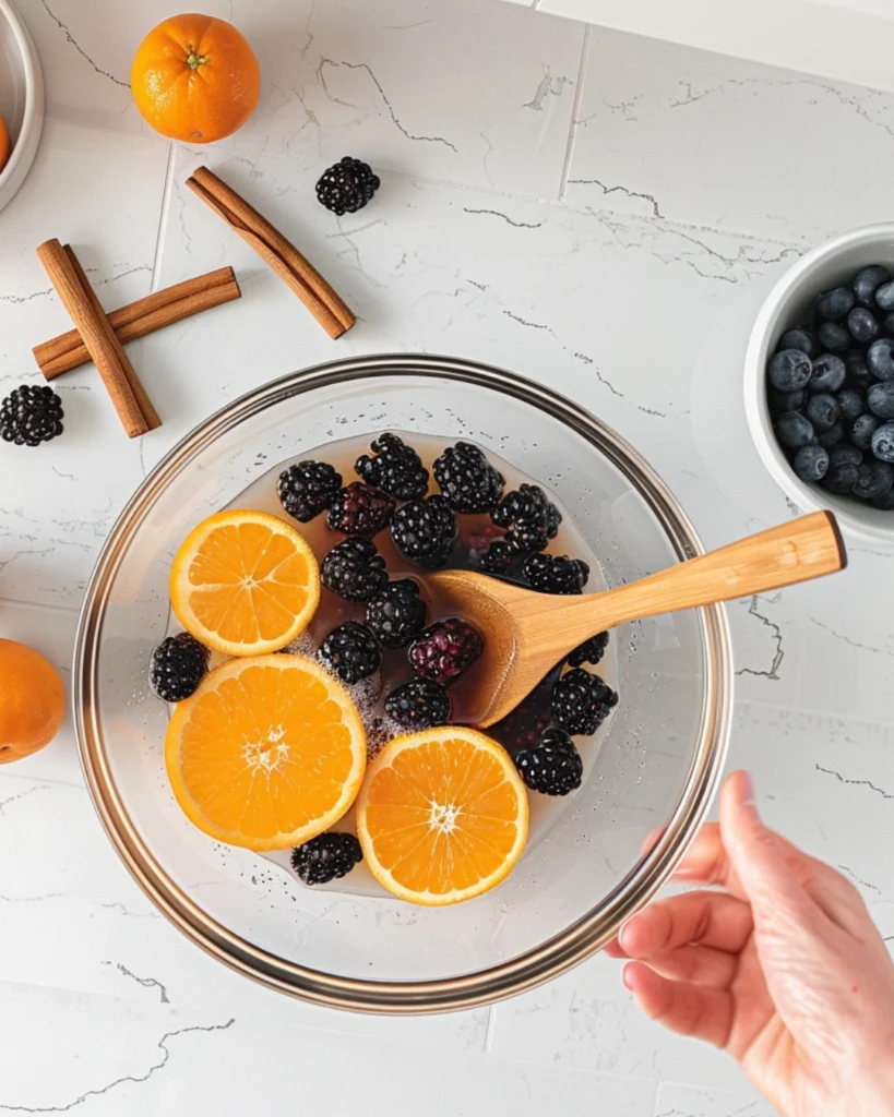 Healthy Spooky Dark Sangria – 5-Star Halloween Punch Kids Love 3 Mixing fruit and juice for Halloween sangria