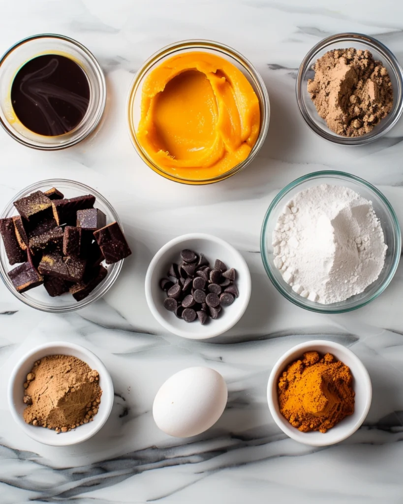 Pumpkin Patch Brownies: 4-Ingredient Easy Fall Treat 2 Ingredients for pumpkin patch brownies on marble kitchen counter