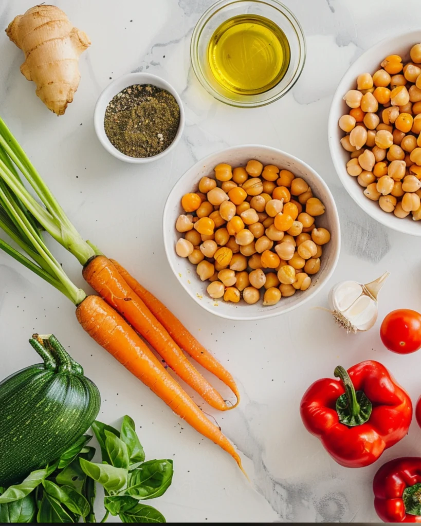 Roasted Chickpeas and Veggie Bowl – 5 Steps to a Healthy Meal 2 roasted chickpeas and veggie bowl ingredients modern kitchen