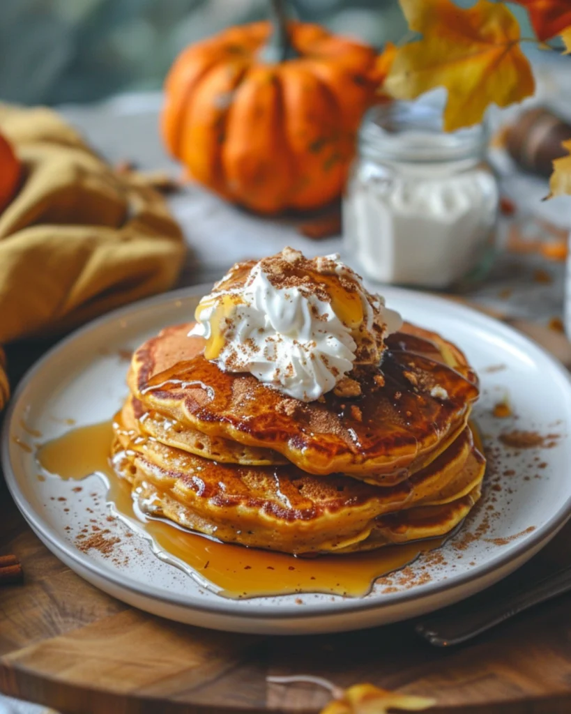 Pumpkin Spice Pancakes – Easy 5-Step Recipe You’ll Love 5 Modern served pumpkin pancakes with whipped topping
