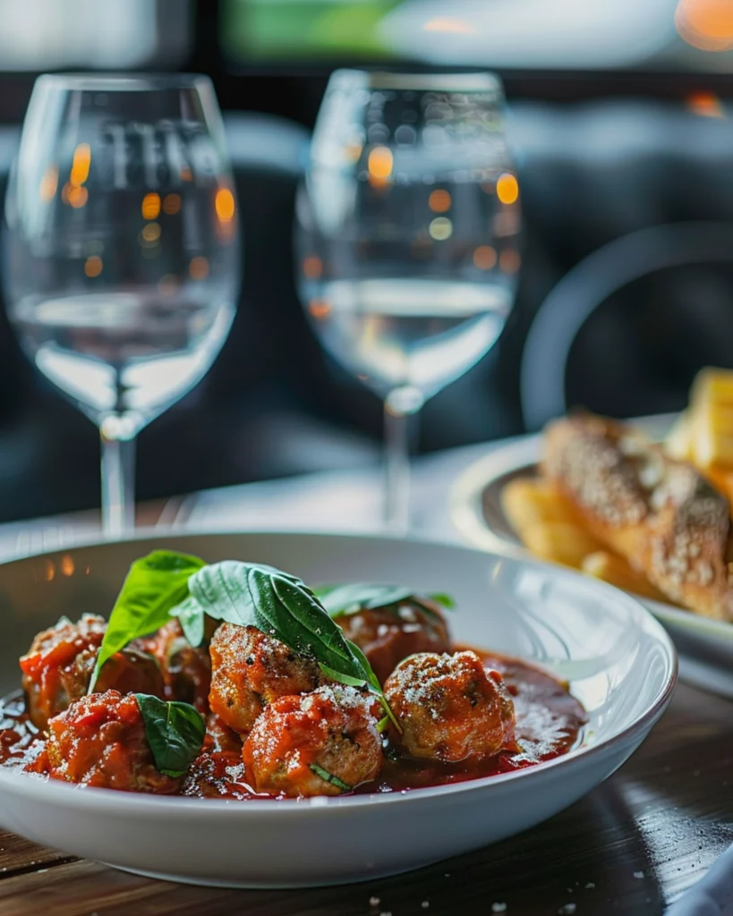 serving marry me meatballs with basil and bread