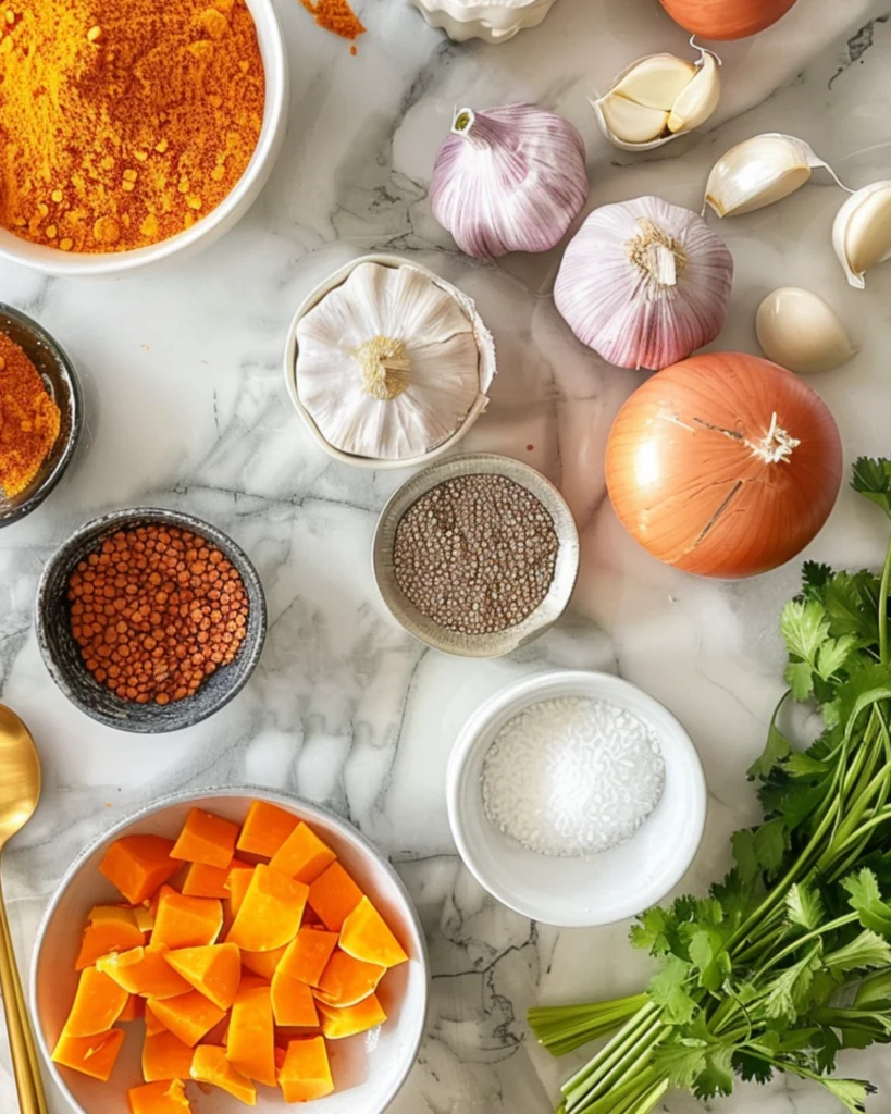 Curried Pumpkin & Red Lentil Soup – 5 Irresistible Reasons It’s a Cozy Favorite 2 Ingredients arranged for curried pumpkin and red lentil soup