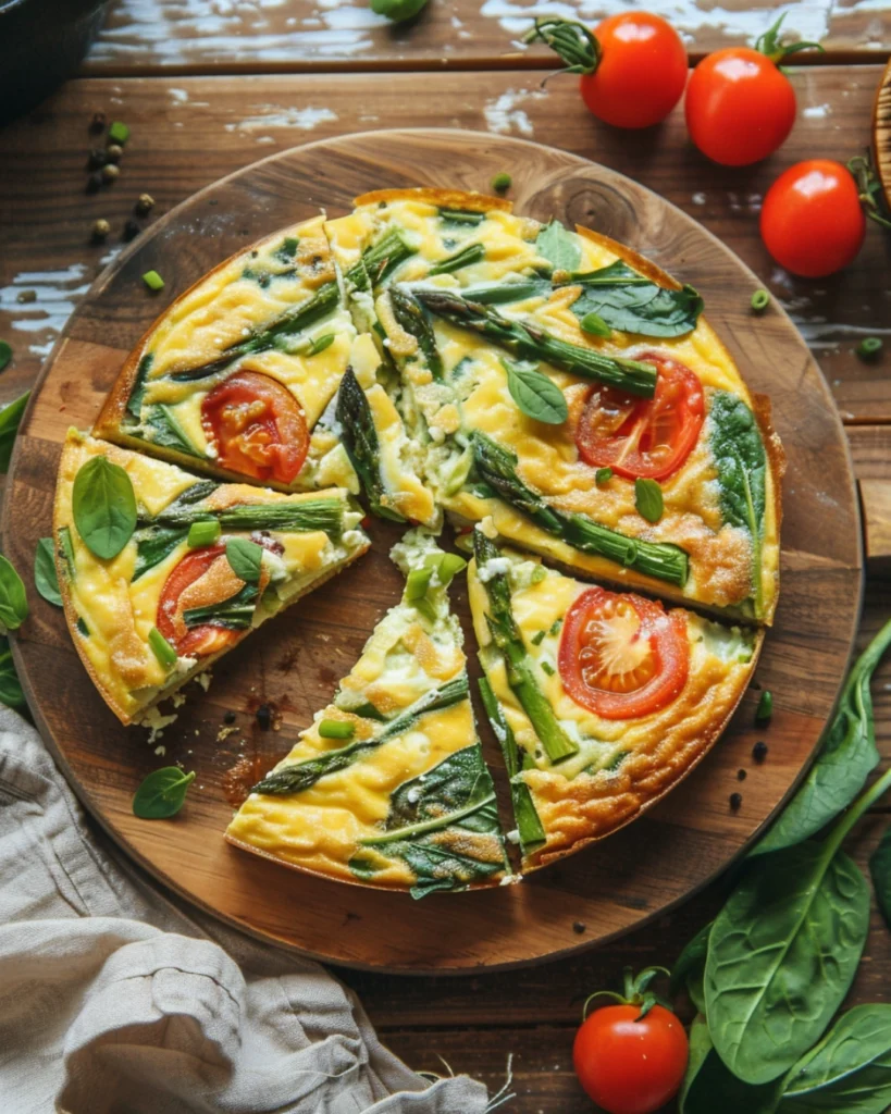 Spring Vegetable Frittata – Fresh, Easy & Healthy Recipe (2025) 5 Spring Vegetable Frittata sliced into wedges