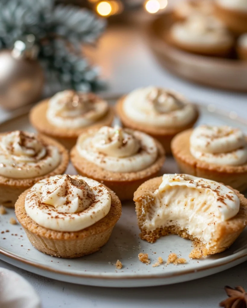 Eggnog Sugar Cookie Cups-The Ultimate Holiday Treat! 2 Close-up of Eggnog Sugar Cookie Cups with whipped cream topping.