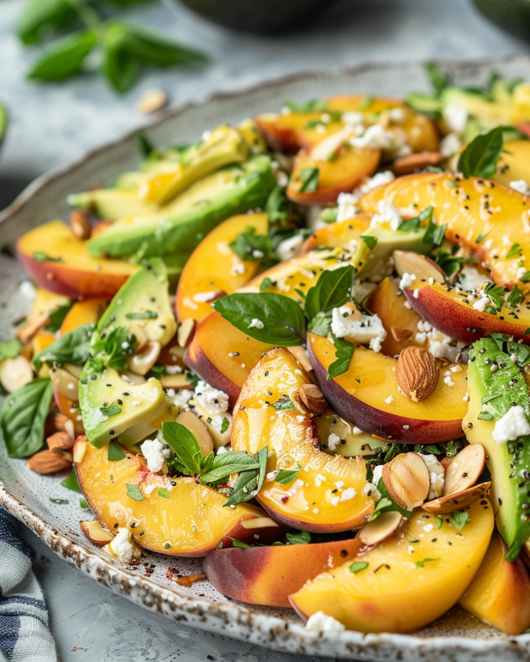 50+ Best Salad Recipes & Side Dishes: 50+ Easy Ideas for Any Meal 28 Assembling Peach Avocado Salad in large bowl