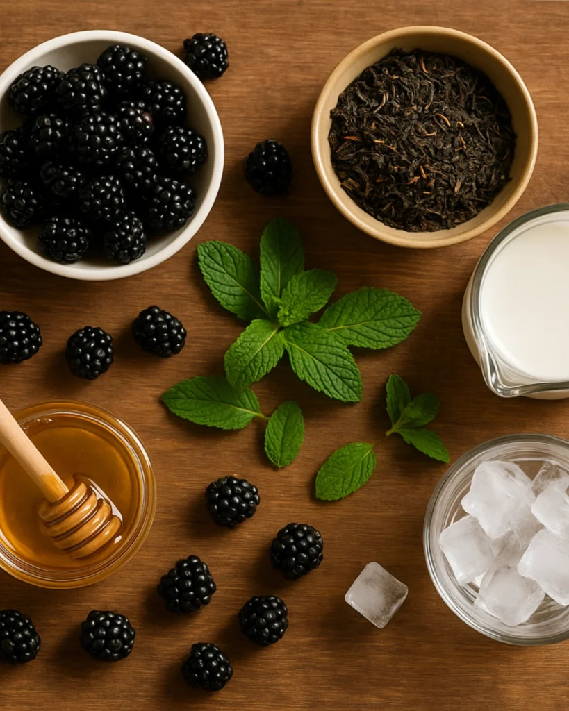 Blackberry Tea Iced Tea Latte – 1 Delicious Healthy Drink 2 Fresh ingredients for blackberry tea iced tea latte