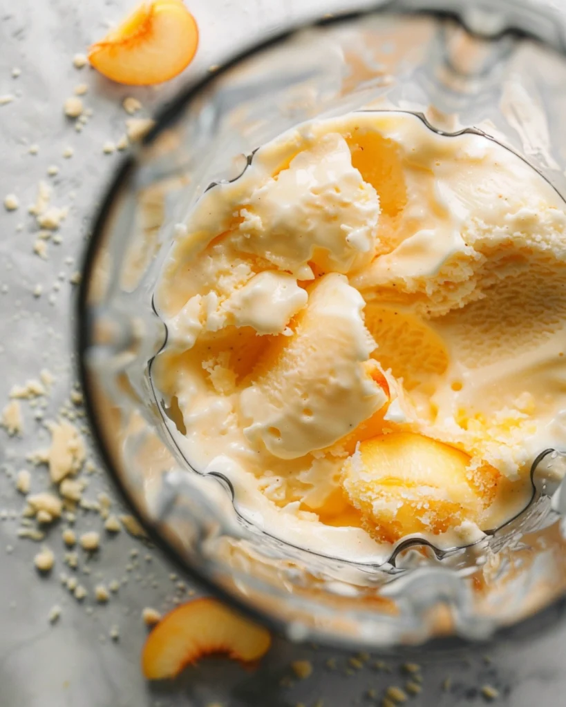 Peaches and Cream Smoothie – 5-Min Delight with Creamy Twist 3 Blending peaches and cream smoothie