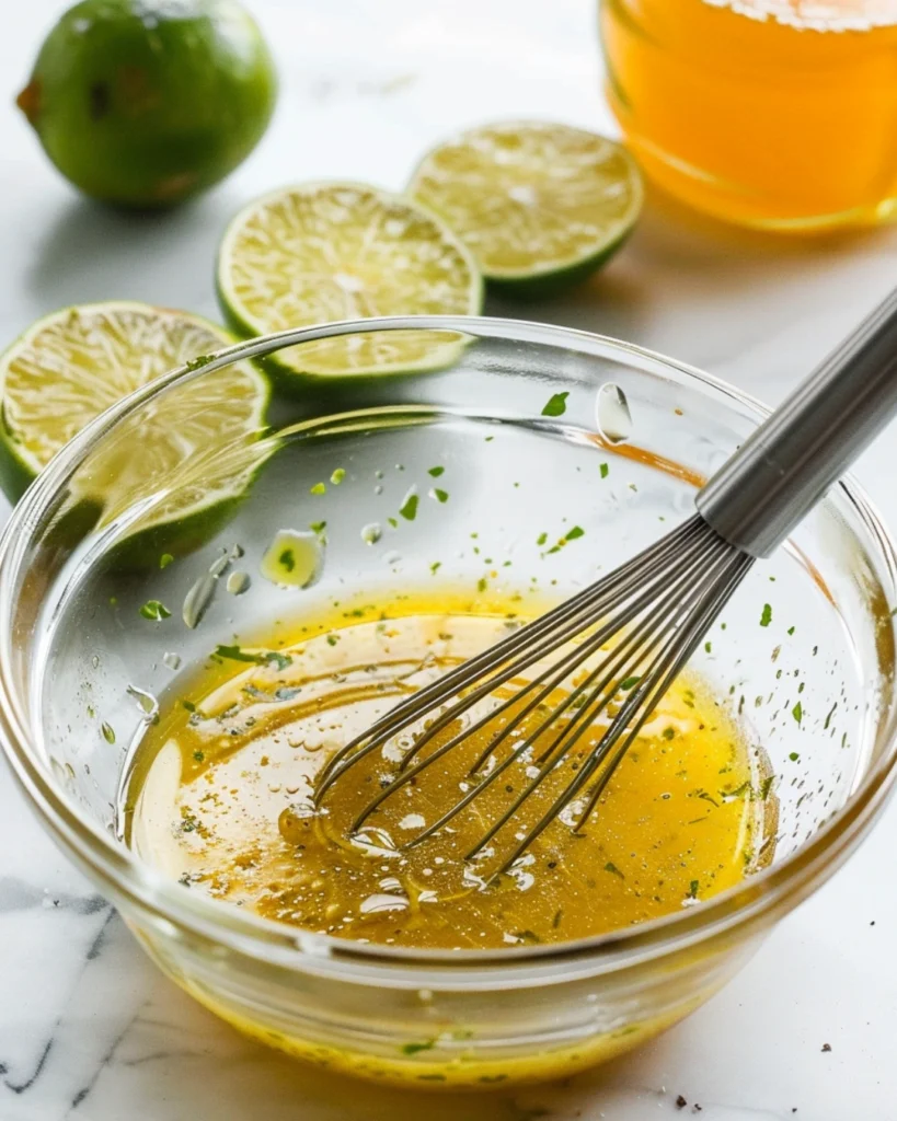 Peach Avocado Salad: 7 Minute Irresistible Recipe for Fresh Flavor 3 Whisking citrus vinaigrette for salad