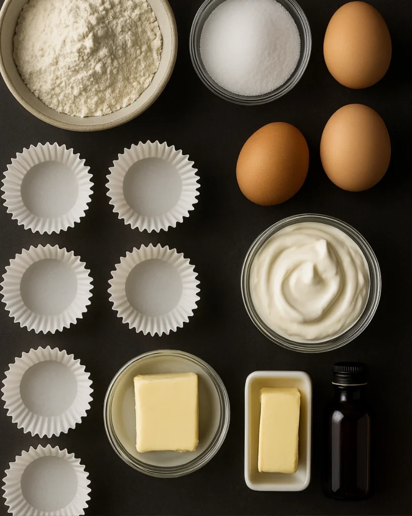 Ghostly Cupcakes: 5 Easy Steps to the Ultimate Halloween Treat 2 ngredients laid out for Ghostly Cupcakes recipe