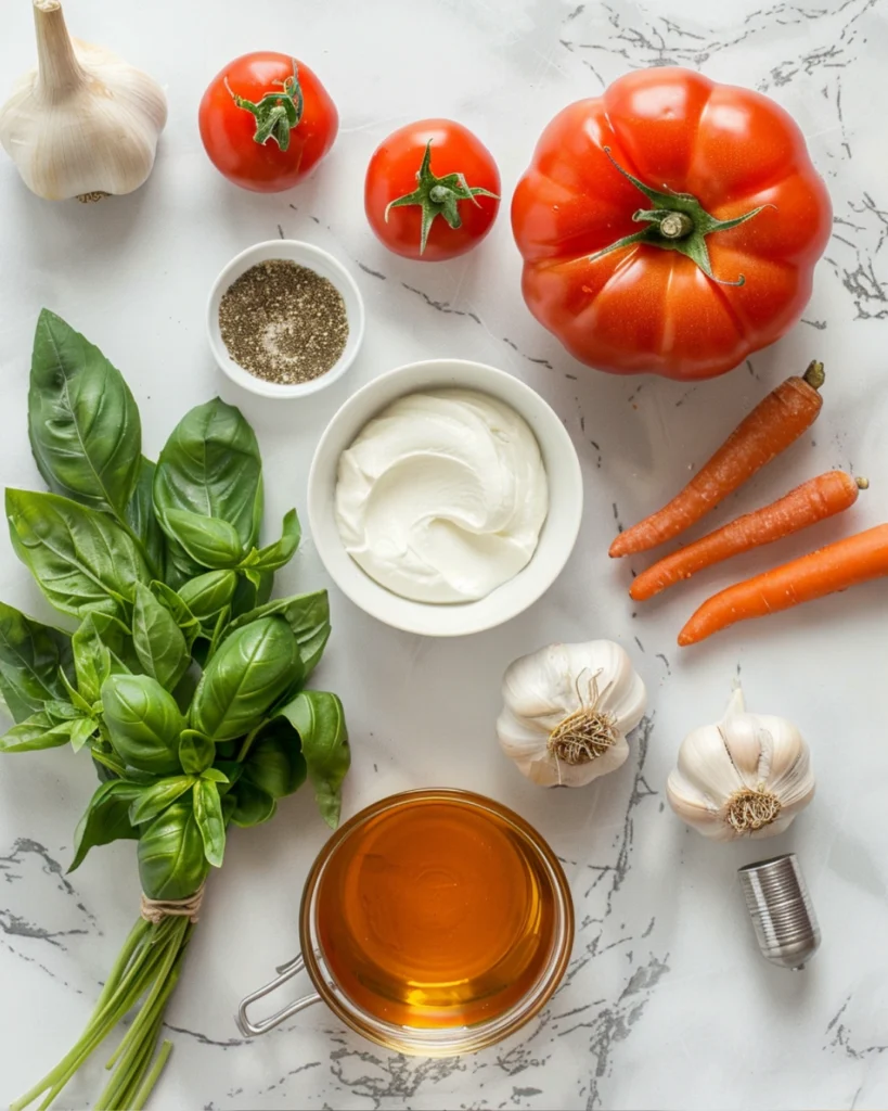 Creamy Tomato Basil Soup Recipe – 1 Cozy Classic You’ll Love 2 Fresh ingredients for tomato basil soup