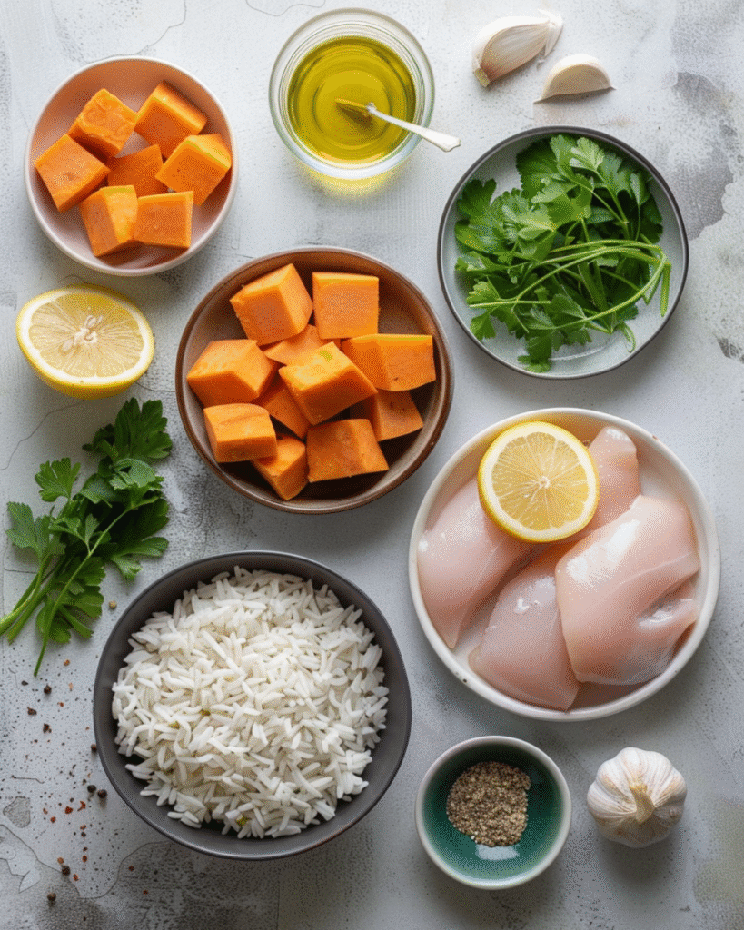 Chicken sweet potato rice bowl ingredients