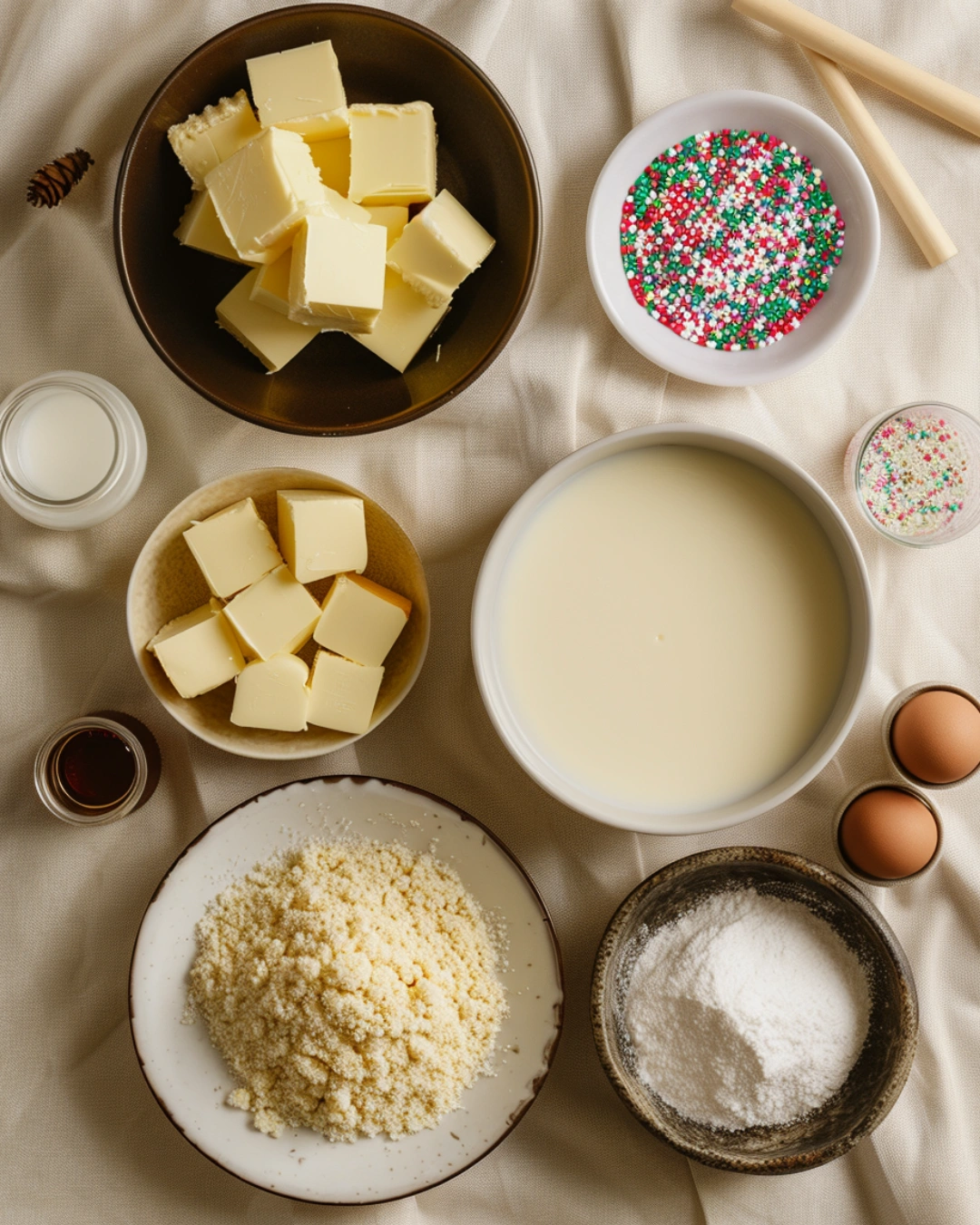 Ingredients for Christmas Bread No-Bake arranged neatly on table