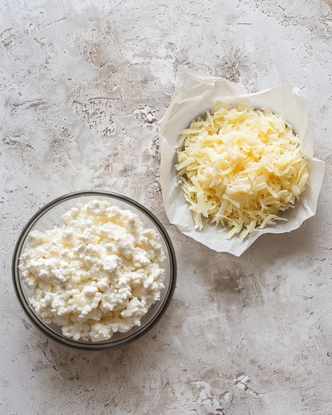 Cottage cheese and shredded potatoes for tots