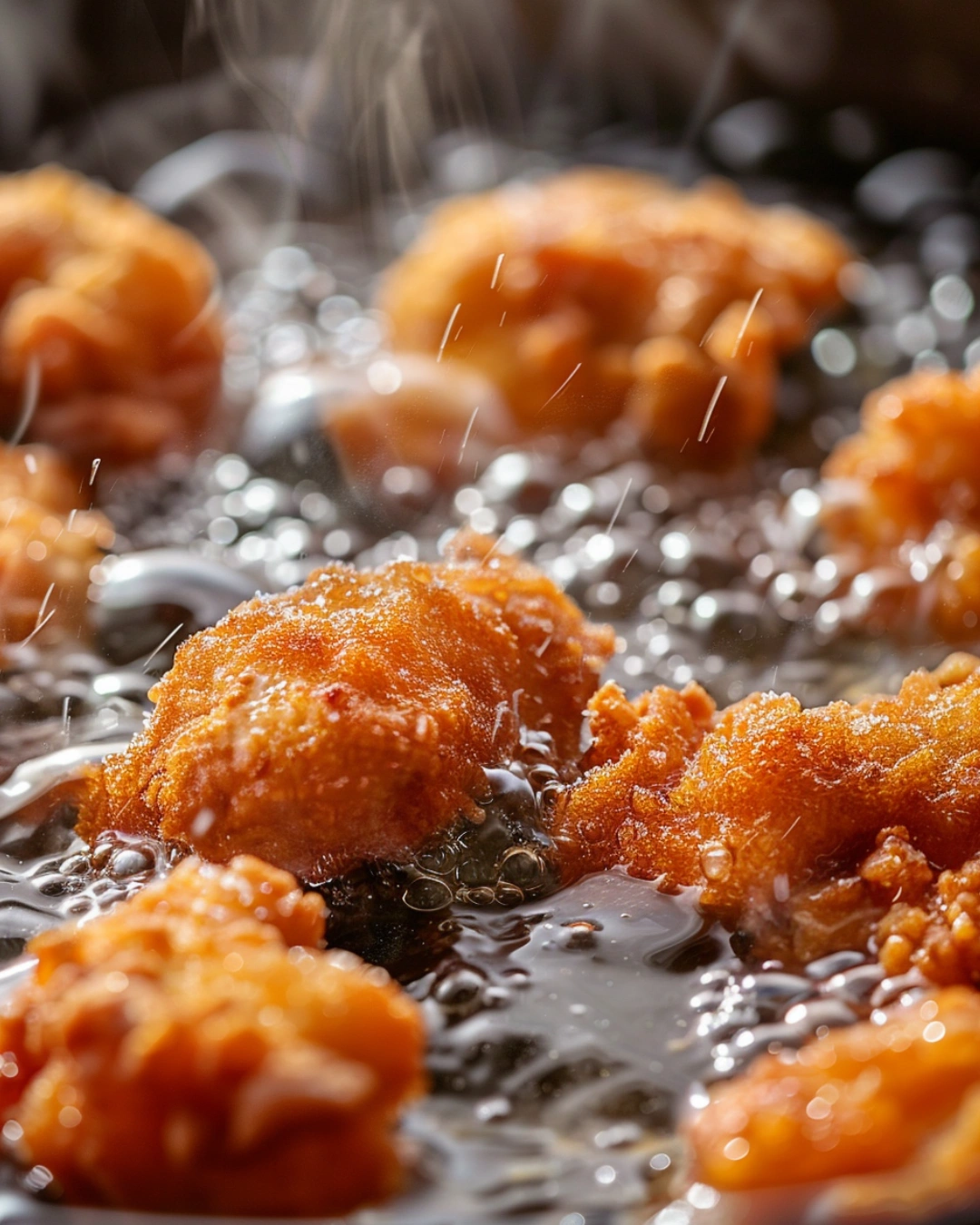Frying sweet and sour chicken in skillet