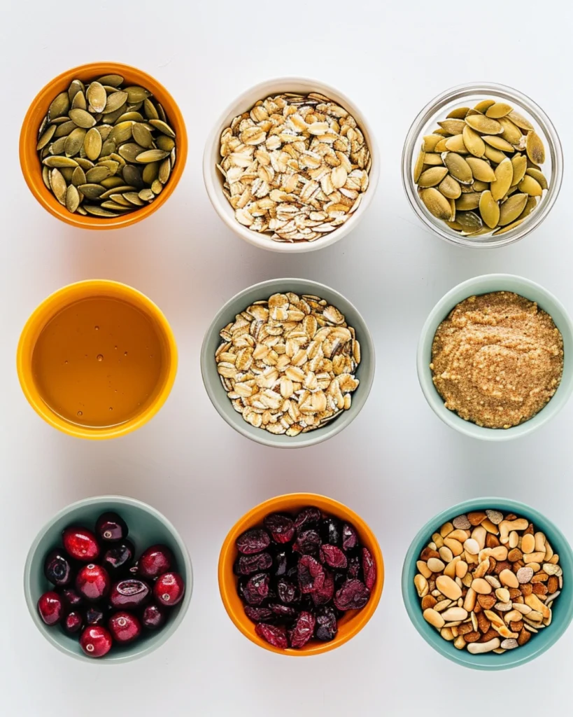 Ingredients for healthy granola bars recipe