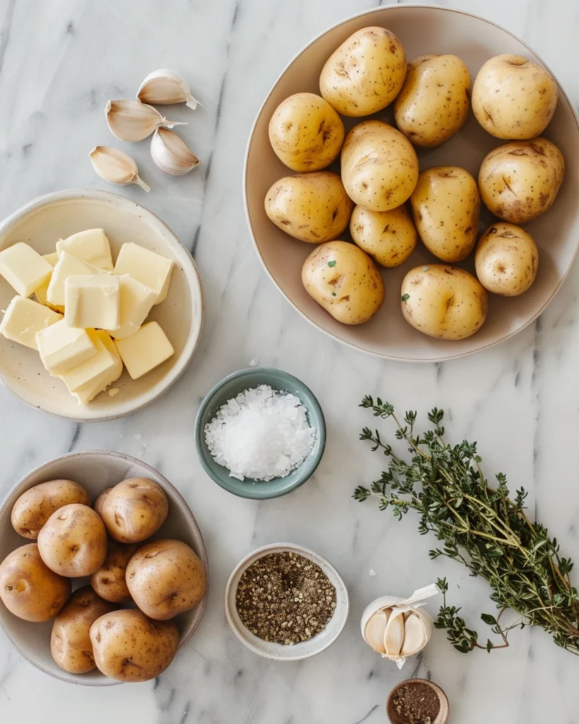 layering thin potato slices for crispy garlic domino potatoes