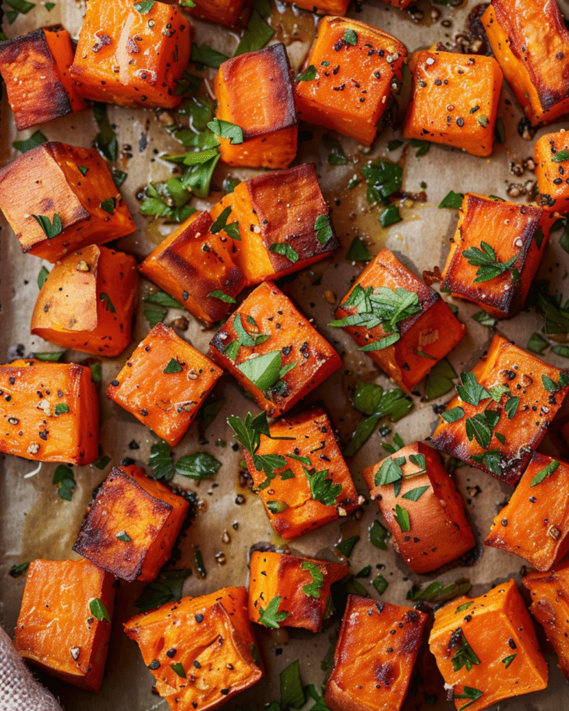Roasted sweet potatoes for rice bowl