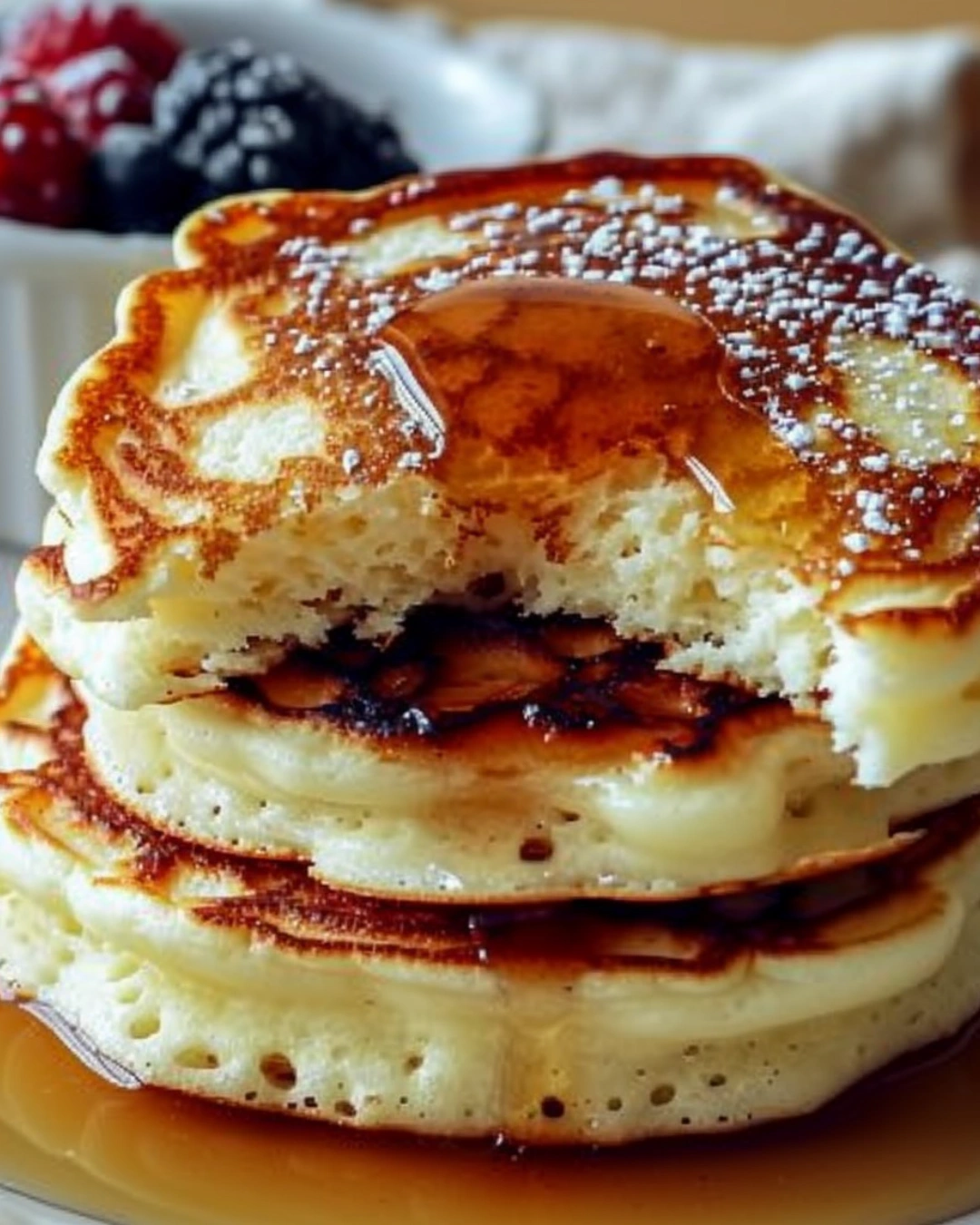 Served gluten free cottage cheese pancakes with toppings