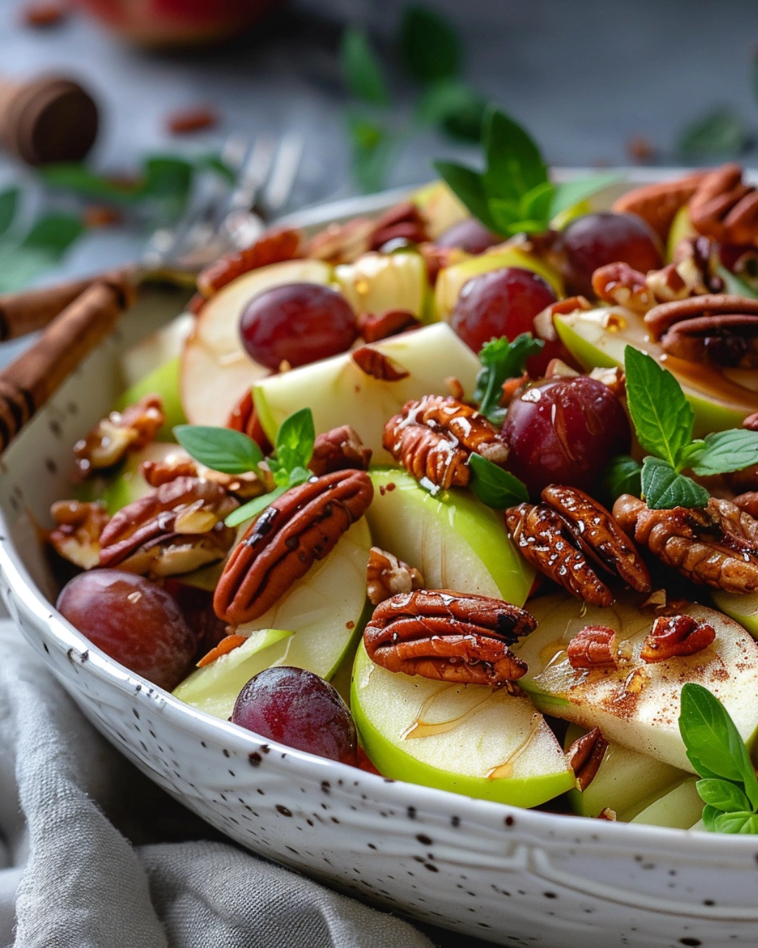 50+ Best Salad Recipes & Side Dishes: 50+ Easy Ideas for Any Meal 30 Cinnamon apple and red grape salad served in a white ceramic bowl