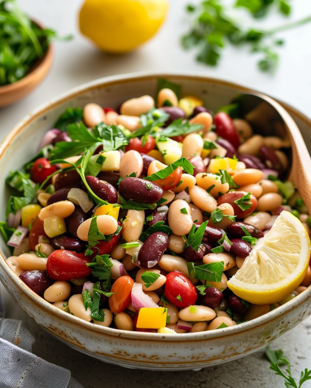 50+ Best Salad Recipes & Side Dishes: 50+ Easy Ideas for Any Meal 22 Bowl of colorful Three Bean Salad ready to serve.
