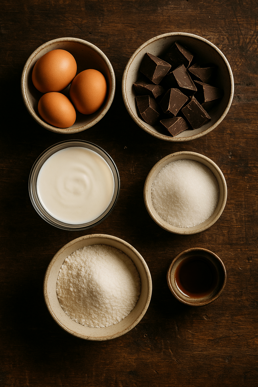 Chocolate mousse ingredients laid out
