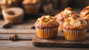 apple cinnamon Greek yogurt muffins on a tray