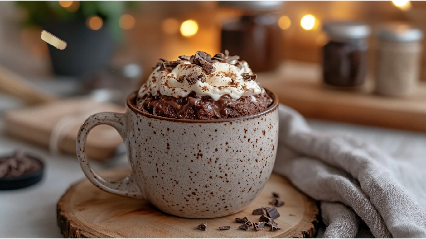 Chocolate Mug Cake – 5-Minute Rich & Fluffy Dessert You’ll Love 5 chocolate mug cake on wooden table