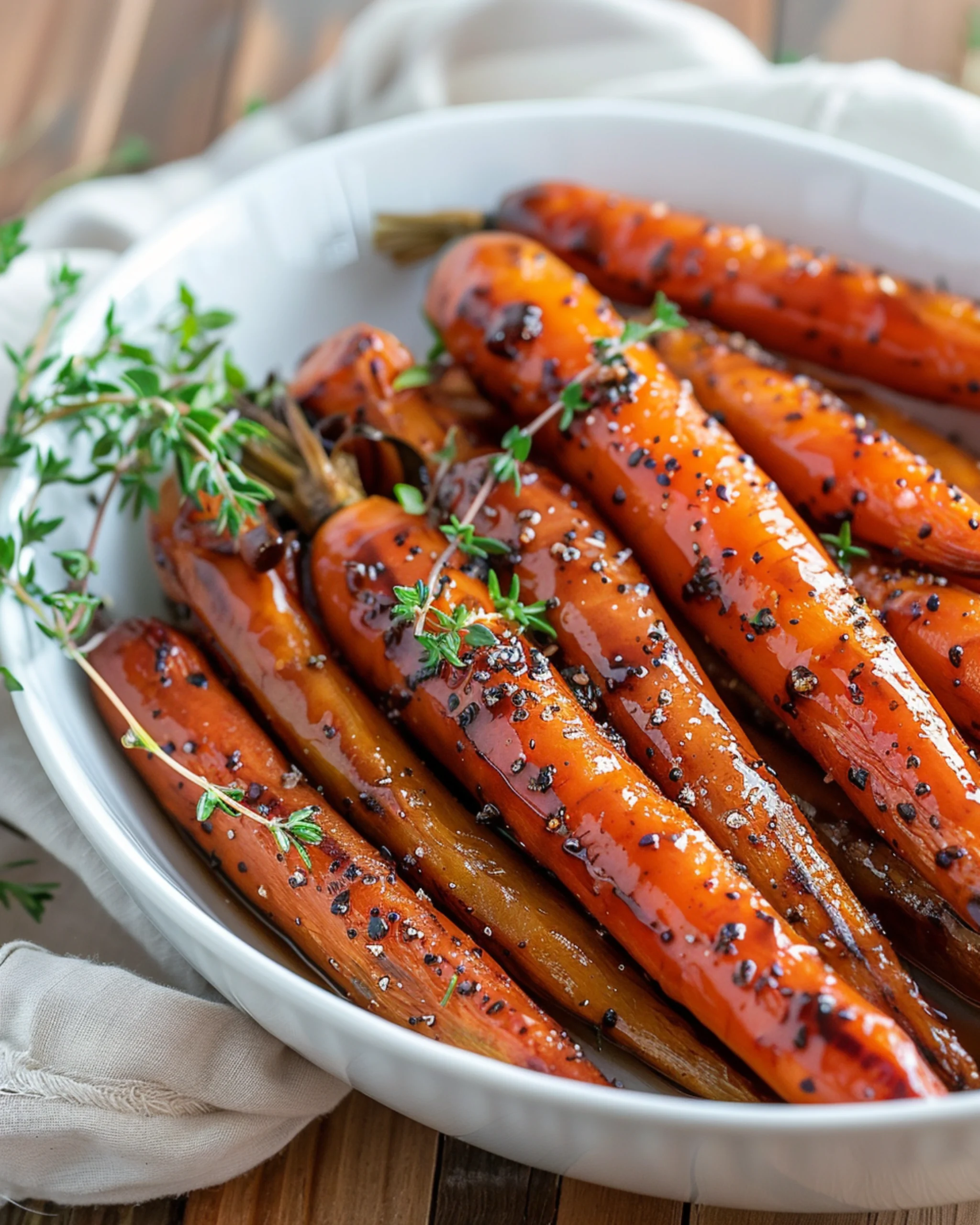 final plated maple glazed carrots with thyme