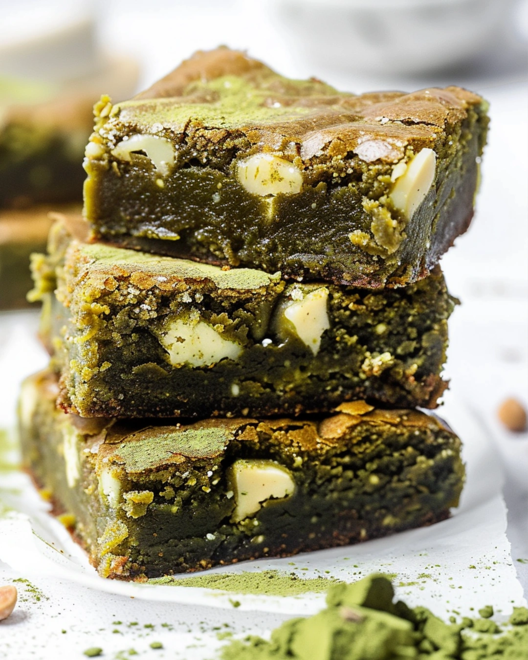serving matcha brownies