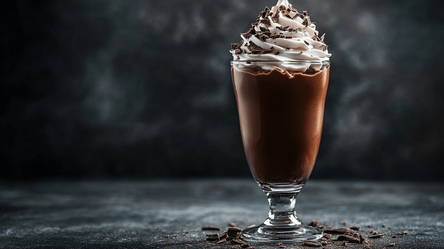 Chocolate mousse recipe served in a glass