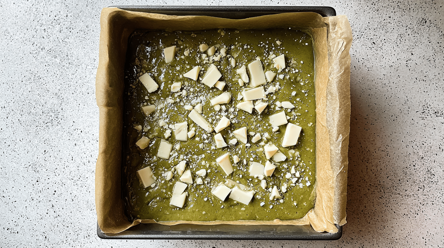 matcha brownie ingredients layout