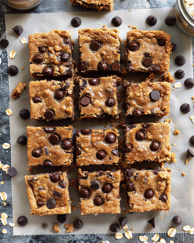 No Bake Cookie Bars sliced in tray