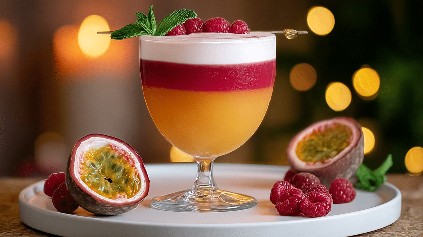 Raspberry Passionfruit Tequila Sour Cocktail