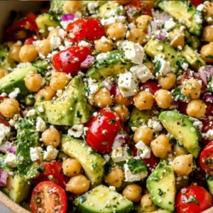 Chickpea Feta Avocado Salad with vegetabl