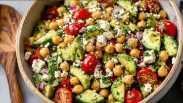 Chickpea Feta Avocado Salad with vegetabl