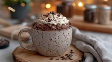Spoonful of warm chocolate mug cake